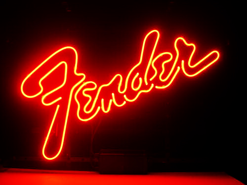 Fender Script Guitar Neon Sign
